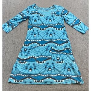 Fresh Produce Dress Womens XS Blue 3/4 Sleeve Pocket A Line Knit Made USA Casual
